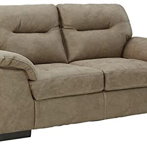 Signature Design by Ashley Maderla Oversized Faux Leather Loveseat, Light Brown