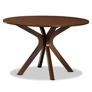 bowery hill walnut finished 48-inch-wide round wood dining table