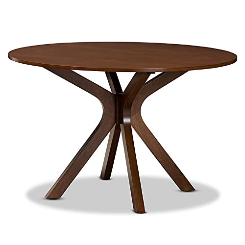 BOWERY HILL Walnut Finished 48-Inch-Wide Round Wood Dining Table