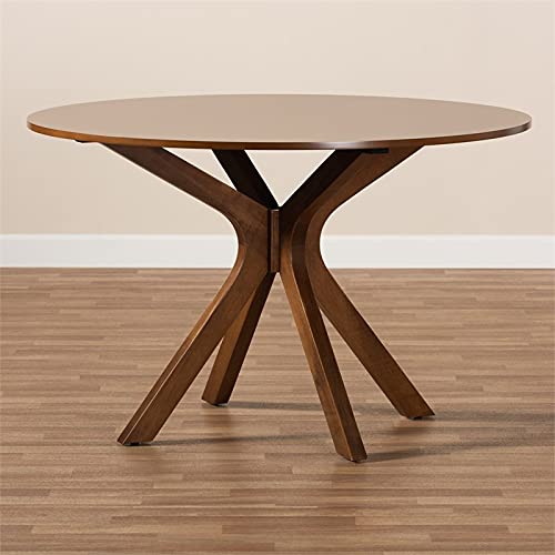 BOWERY HILL Walnut Finished 48-Inch-Wide Round Wood Dining Table