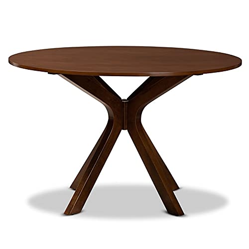 BOWERY HILL Walnut Finished 48-Inch-Wide Round Wood Dining Table