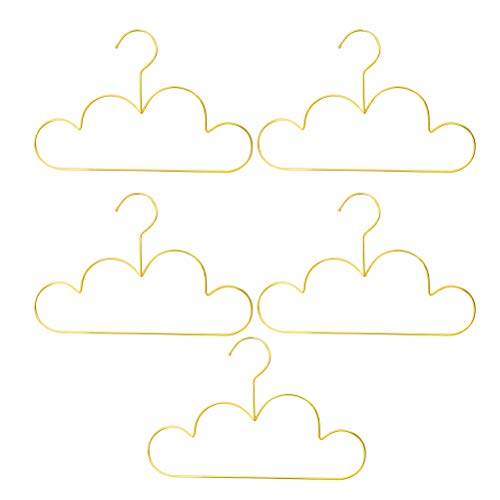 jojofuny 5Pcs Cloud Hangers for Kids Clothes, Gold Cloud Shape Kids Hangers Metal Non Slip Children Clothes Coat Sweater Hangers