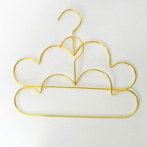 jojofuny 5Pcs Cloud Hangers for Kids Clothes, Gold Cloud Shape Kids Hangers Metal Non Slip Children Clothes Coat Sweater Hangers