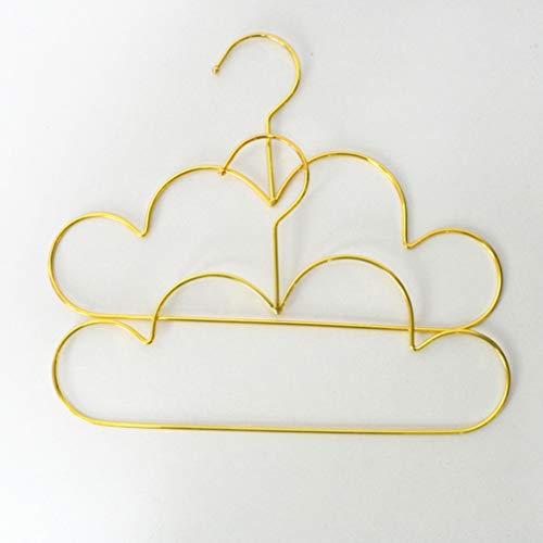 jojofuny 5Pcs Cloud Hangers for Kids Clothes, Gold Cloud Shape Kids Hangers Metal Non Slip Children Clothes Coat Sweater Hangers