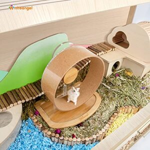 Niteangel Vista Hamster Cage W/Oblique Opening Cage Door - MDF Aspen Small Animal Cage for Syrian Dwarf Hamsters Degus Mice or Other Similar-Sized Pets (Small - 32.9 x 17.2 x 21.1 inches, Burlywood)