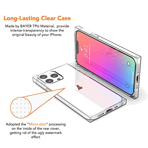 ANHONG Clear Square Case Compatible with iPhone 13 Pro Max 6.7 inch 2021, HD Clear Cover Enhanced Corners TPU Cushion, Shock-Absorption Soft TPU Case