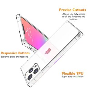 ANHONG Clear Square Case Compatible with iPhone 13 Pro Max 6.7 inch 2021, HD Clear Cover Enhanced Corners TPU Cushion, Shock-Absorption Soft TPU Case