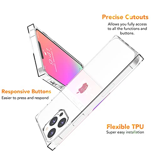 ANHONG Clear Square Case Compatible with iPhone 13 Pro Max 6.7 inch 2021, HD Clear Cover Enhanced Corners TPU Cushion, Shock-Absorption Soft TPU Case