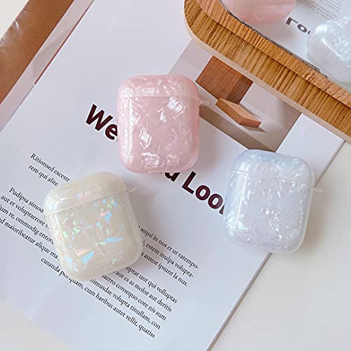 Cocomii Pearl AirPods Case - Pearl Glitter - Slim - Lightweight - Glossy - Keychain Ring Shiny Sparkle Sequin Bling - Luxury Aesthetic Headphone Case Cover Compatible with Apple AirPods (Iridescent)