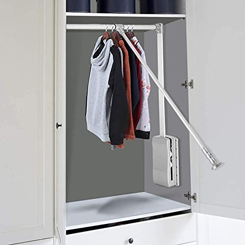 WERTY Pull Down Closet Rod Aluminum Adjustable 17.7-45.2 in Heavy Duty Closet Pull Down Rods Hanger for Hanging Clothes Wardrobe Lift Rail Organizer Storage System, Clothing Finishing Rack