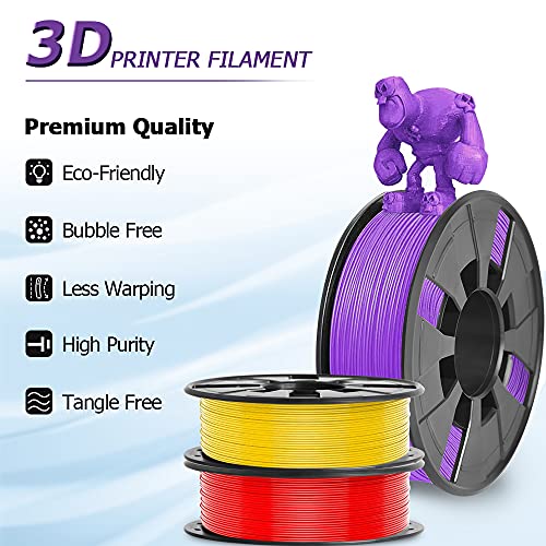 8 Pack 3D Printer Filament, 1.75mm PLA 3D Printing Filament in Total 2KG, 8 Colors Dimensional Accuracy +/- 0.03 mm Widely Compatible for 3D Printing