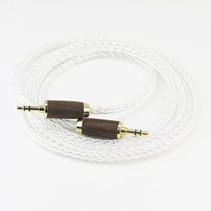 NewFantasia 3.5 mm Male to Male Stereo Audio Cable 8 Cores 6N OCC Copper Single Crystal Silver Plated Wire Walnut Wood Shell AUX Cord for Headphones Car Home Stereos Speaker Smartphone 1.5m/4.9ft