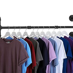Qualward Industrial Pipe Clothes Rack, Heavy Duty Wall Mounted Black Iron Garment Rack, Clothing Hanging Rod Bar for Laundry Room, Closet Storage - 43 Inches, Max Load 150 lbs