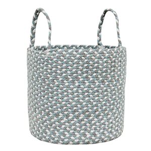 Super Area Rugs Farmhouse Plant Basket/Planter Multi Purpose Open Top Bin with Handles, Cotton Rope Basket, 8-inch, 10-inch and 12-inch Teal, White, Gray