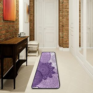 xigua Purple Mandala Boho Runner Rug, Soft Non Slip Long Area Rugs Floor Mat for Hallway Bedroom Living Room Kitchen 72 X 24 Inch