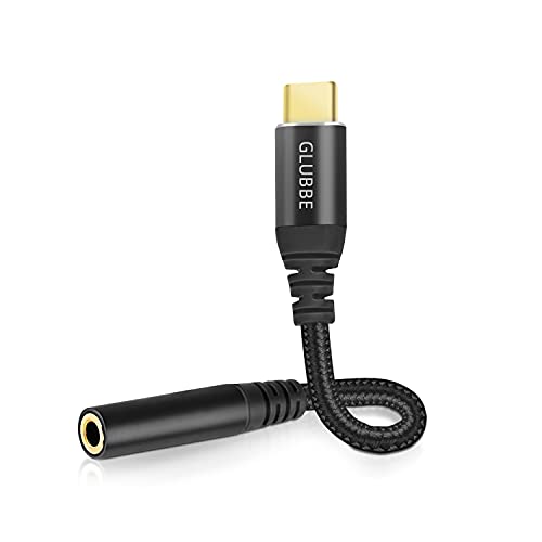 GLUBEE USB C to 3.5mm Audio Adapter, Android Headphone Jack Adapter, Android Aux Adapter, USB C to Audio Braided Nylon Cable DAC Adapter, Compatible with Most USB-C Smart Phones