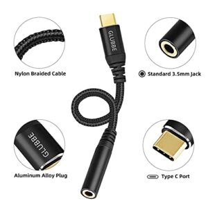 GLUBEE USB C to 3.5mm Audio Adapter, Android Headphone Jack Adapter, Android Aux Adapter, USB C to Audio Braided Nylon Cable DAC Adapter, Compatible with Most USB-C Smart Phones