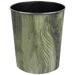 nuobesty trash can plastic garbage can retro wood pattern round wastebasket trash bin waste container for home kitchen bathroom office random color