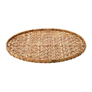 creative co-op open weave rattan peel tray, natural