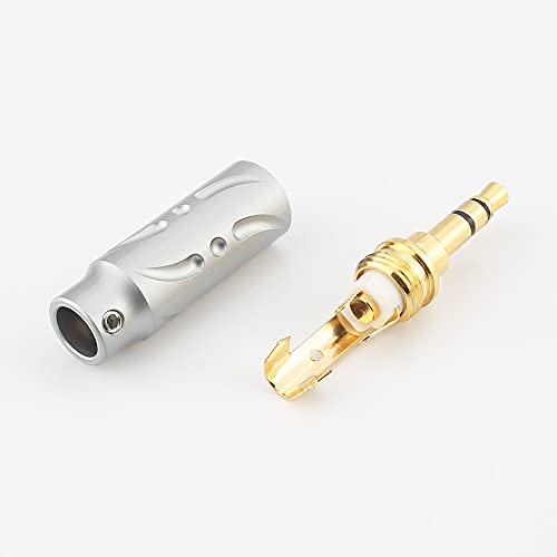 Viborg VH302G HiFi TRS Audio Plug 3 Pole 1/8" 3.5MM Male | Solder Type | Premium Stereo Connectors for DIY Headphone Cable (Gold Plated)