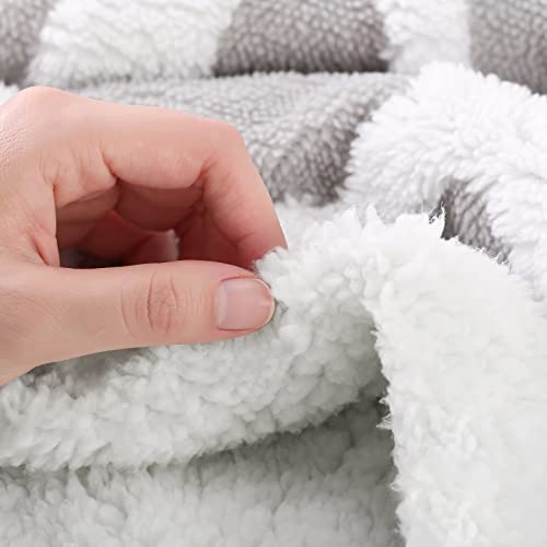 Soft Sherpa Shaggy Fleece Blanket Gray - Fuzzy Fluffy Super Soft Furry Plush Decorative Blanket Dual Sided Throw Size fit Couch Sofa Thick Warm Cozy Blanket, Quatrefoil Pattern 50x60 inches，420GSM