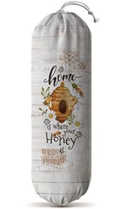 hglian grocery plastic bag holder and dispenser cute plastic bags organizer garbage shopping trash bags storage container bee daisy farmhouse kitchen décor-home is where your honey is