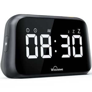 digital alarm clock whousewe led bedside clock with 6 level brightness, adjustable volume with 5 alarm sound, loud dual alarm with large display for bedroom office