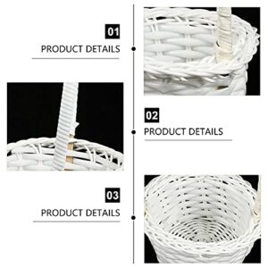 Cabilock Bread Rattan Basket 6pcs Mini Woven Baskets with Handles Rustic Rattan Wedding Flower Girl Basket Flower Candy Chocolate Cookie Gift Box for Wedding Easter Party Favors Wicker Cutlery Basket