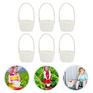 Cabilock Bread Rattan Basket 6pcs Mini Woven Baskets with Handles Rustic Rattan Wedding Flower Girl Basket Flower Candy Chocolate Cookie Gift Box for Wedding Easter Party Favors Wicker Cutlery Basket