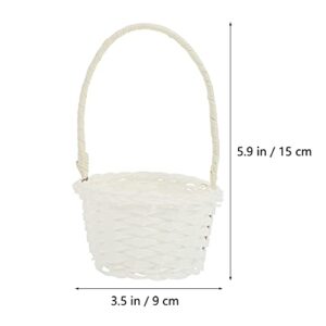 Cabilock Bread Rattan Basket 6pcs Mini Woven Baskets with Handles Rustic Rattan Wedding Flower Girl Basket Flower Candy Chocolate Cookie Gift Box for Wedding Easter Party Favors Wicker Cutlery Basket