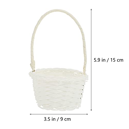 Cabilock Bread Rattan Basket 6pcs Mini Woven Baskets with Handles Rustic Rattan Wedding Flower Girl Basket Flower Candy Chocolate Cookie Gift Box for Wedding Easter Party Favors Wicker Cutlery Basket