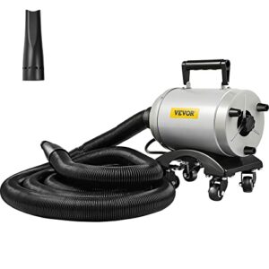 vevor car air dryer blower, 5.0hp powered temp high velocity car dryer air blower 180 cfm 110v 5-20p (20a) plug, w/casters & 20 ft flexible hose & 2 air jet nozzles for car wash water drying machine