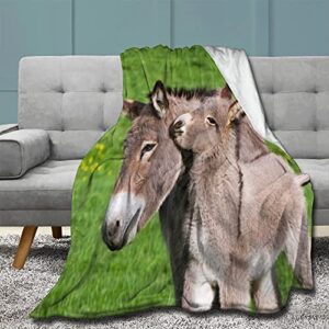 animal donkey meadow large flannel fleece blanket microfiber blanket-super soft warm comfortable blanket camping travel chair sofa sofa bed 80"x60"