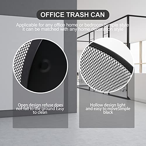 Trashcan Mesh Wire Garbage Basket Black Wastebasket Recycling Bin Paper Clutter Waste Can Home Office Trash Can Size S Office Wastebasket