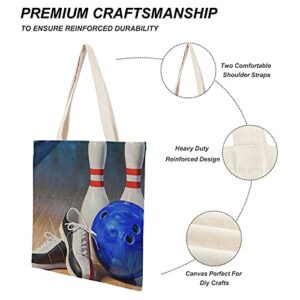 Bowling Shoe Print Reusable Canvas Tote Bag Grocery Bag For Party Shopping Laptop School Books