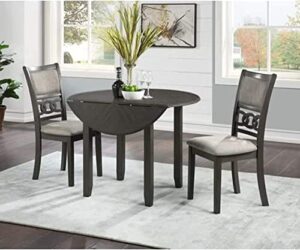 new classic furniture gia drop leaf dining table with two chairs, 42-inch, gray