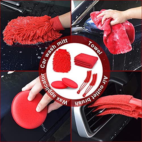 SJPLZQC 18Pcs Car Detailing Brush Set, Car Detailing Kit, Auto Detailing Drill Brush Set, Car Detailing Brushes, Car Wash Kit,Car Accessories,Car Cleaning Tools Kit for Interior,Exterior,Wheels