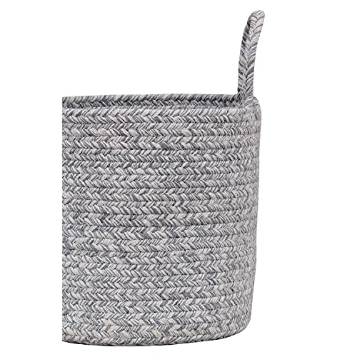 Super Area Rugs Farmhouse Plant Basket/Planter Multi Purpose Open Top Bin with Handles, Cotton Rope Basket, 8-inch, 10-inch and 12-inch Grey & White