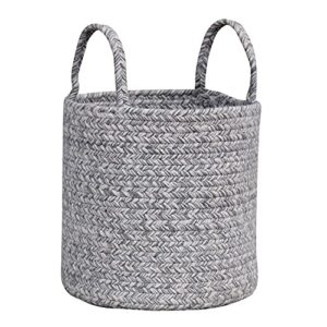 Super Area Rugs Farmhouse Plant Basket/Planter Multi Purpose Open Top Bin with Handles, Cotton Rope Basket, 8-inch, 10-inch and 12-inch Grey & White