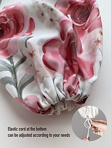 Hglian Grocery Plastic Bag Holder Dispenser, Inspirational Farmhouse Plastic Bag Organizer Storage Container for Shopping Trash Bags,Cute Flowers Kitchen Décor Gifts for Women Mom Friend Grandma Pink