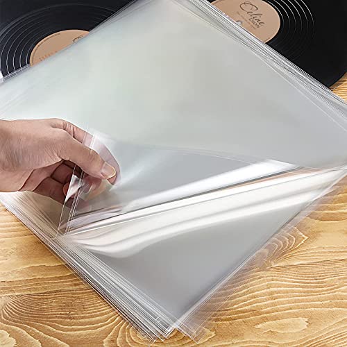 GUDGI Vinyl Record Outer Sleeves, 12" Clear 2 Mil Thick Protective LP Outer Sleeves Wrinkle Free Vinyl Record Sleeves to Protect Your LP Collection