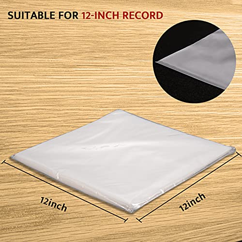 GUDGI Vinyl Record Outer Sleeves, 12" Clear 2 Mil Thick Protective LP Outer Sleeves Wrinkle Free Vinyl Record Sleeves to Protect Your LP Collection
