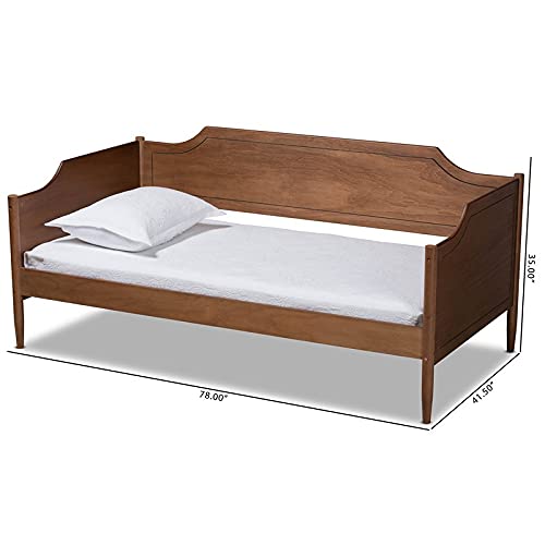 BOWERY HILL Walnut Brown Finished Wood Twin Size Daybed