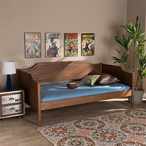 BOWERY HILL Walnut Brown Finished Wood Twin Size Daybed