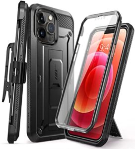 supcase unicorn beetle pro series case for iphone 13 pro (2021 release) 6.1 inch, built-in screen protector full-body rugged holster case (black)