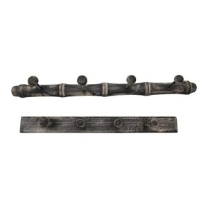creative co-op reclaimed wood distressed finish and 4 hooks each, set of 2 wall décor, black
