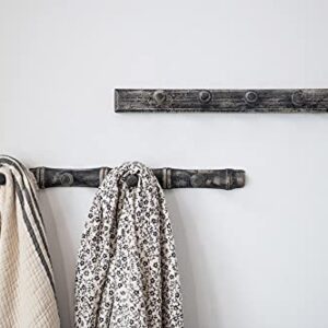 Creative Co-Op Reclaimed Wood Distressed Finish and 4 Hooks Each, Set of 2 Wall Décor, Black