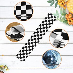 2 Pieces Checkerboard Racing Theme ​Flag Black and White Polyester Tablecloths Buffalo Check Table Runners Farmhouse Picnic Table Cover for Anniversary Checkerboard Party Birthday (12.6 x 72 Inch)