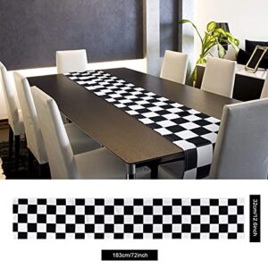 2 Pieces Checkerboard Racing Theme ​Flag Black and White Polyester Tablecloths Buffalo Check Table Runners Farmhouse Picnic Table Cover for Anniversary Checkerboard Party Birthday (12.6 x 72 Inch)