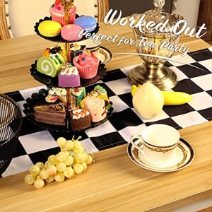 2 Pieces Checkerboard Racing Theme ​Flag Black and White Polyester Tablecloths Buffalo Check Table Runners Farmhouse Picnic Table Cover for Anniversary Checkerboard Party Birthday (12.6 x 72 Inch)